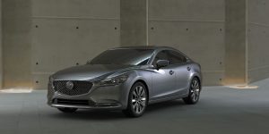 A silver 2020 Mazda6 parked in a large open enclosed space. | Mazda dealer in Ellisville, MO