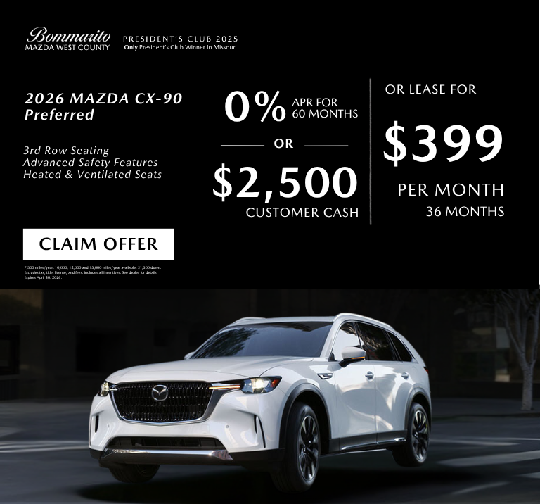 2026 Mazda CX-90 Preferred Lease $399 or 0% APR