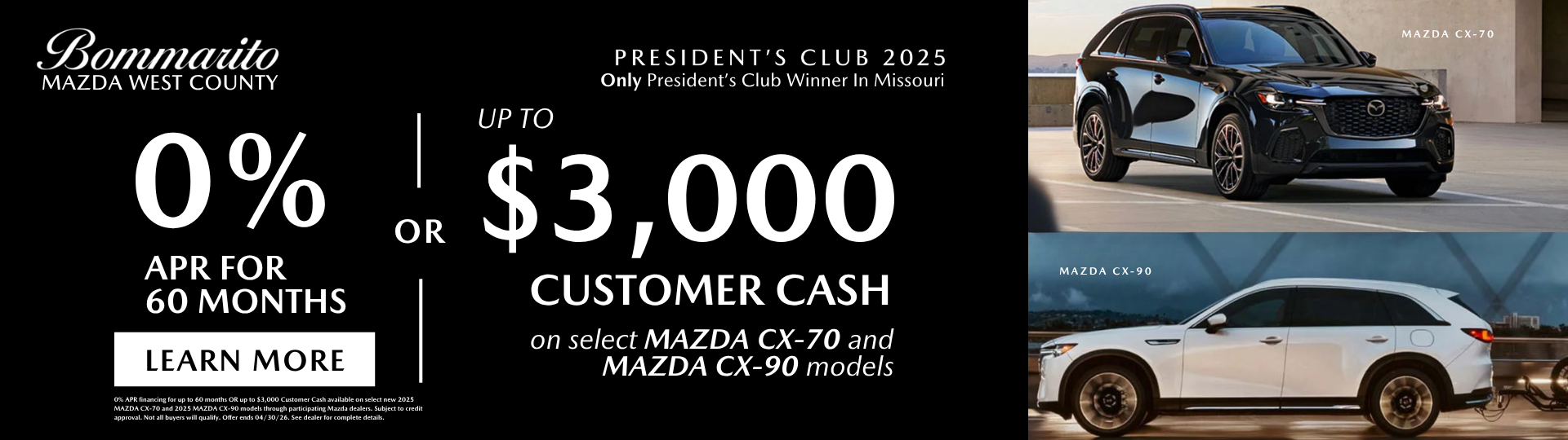 On Select Models 0% APR OR $3,000 Consumer Cash