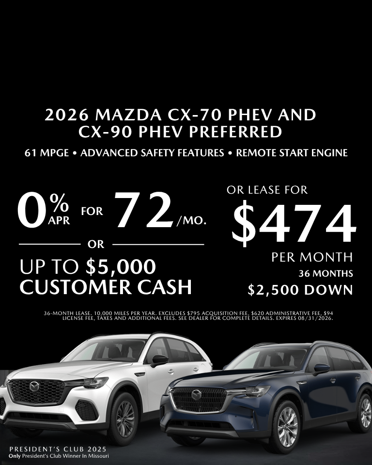 2026 Mazda CX-70 PHEV and CX-90 0% APR