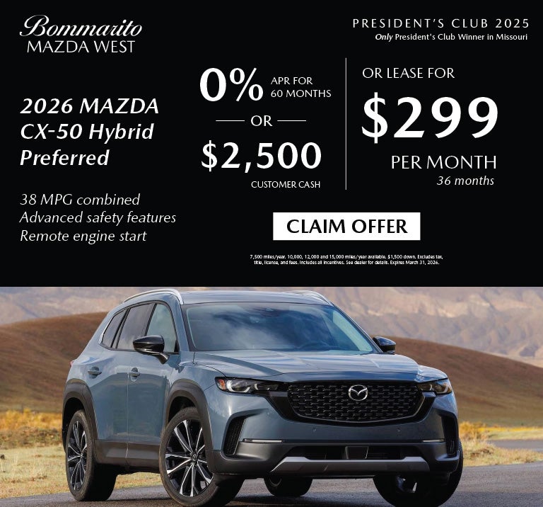 026 Mazda CX-50 Hyrid Lease $299 or 0% APR