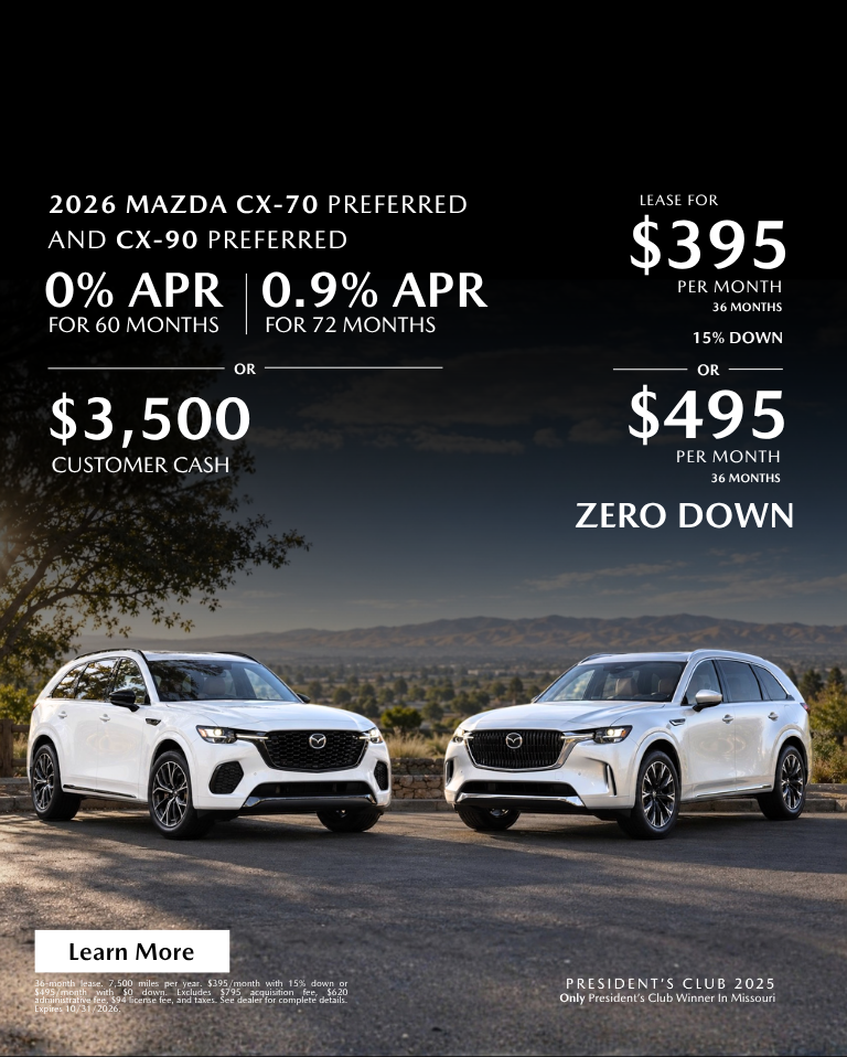 2026 Mazda CX-70 and CX-90 Preferred 0% APR
